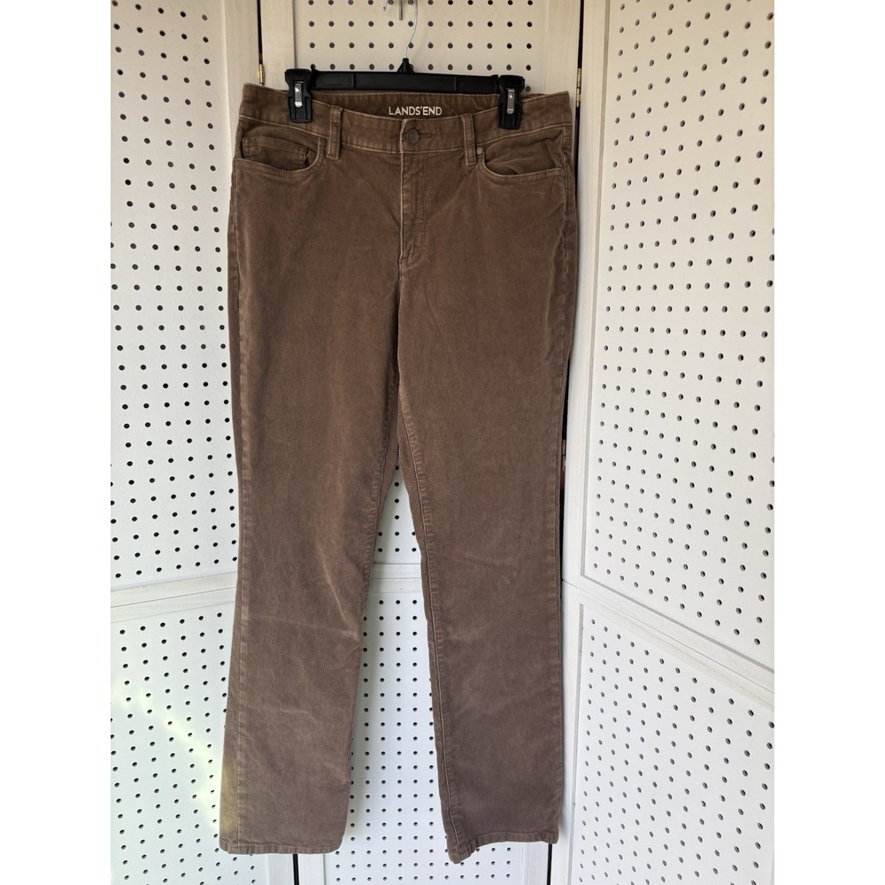 Lands' End Pants Women's 10 Brown Corduroy Mid Rise Straight‎ Leg Classic Casual